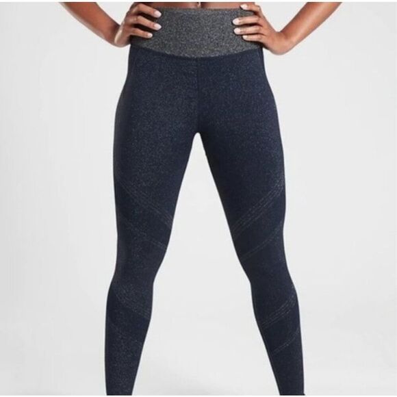 Athleta Womens Navy Blue Twilight Tight Sparkle Seamless Legging Size Large - Picture 1 of 11